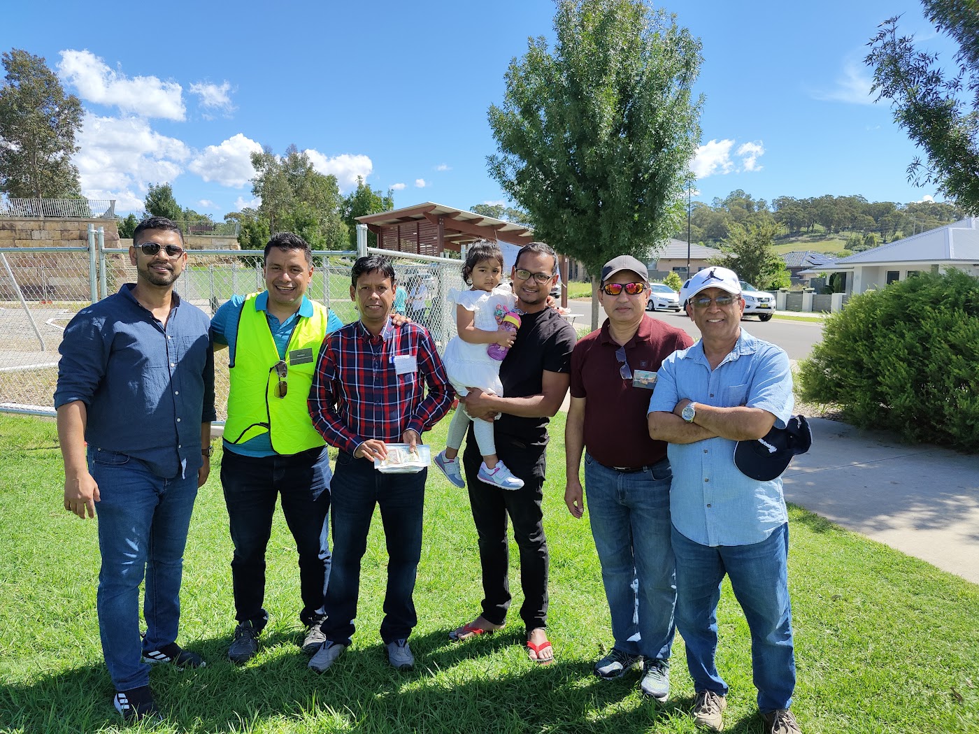 Volunteers meeting in the park before an event